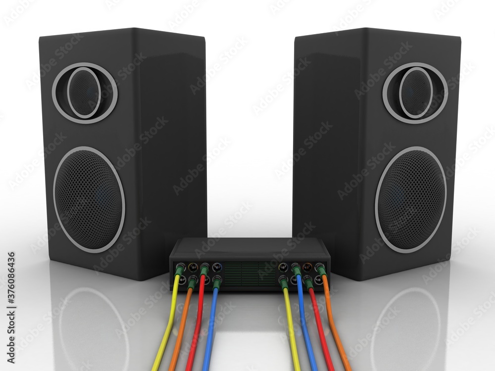 Poster 3d rendering transmitter wifi with speaker