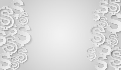 Dollars sign on white background. light and shadow, copy space .Vector.