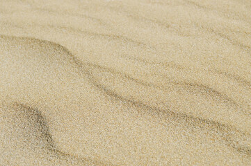 Close up of waivy sand background beige color. Clear soft sandy beach.