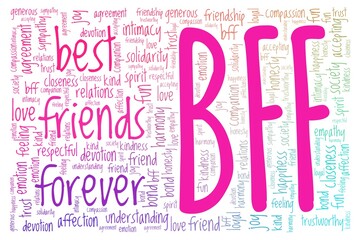 Best friends forever - BFF vector illustration word cloud isolated on a white background.