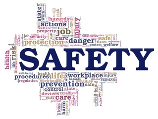 Fototapeta premium Safety vector illustration word cloud isolated on a white background.