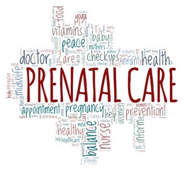 Prenatal care vector illustration word cloud isolated on a white background.