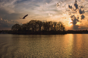 Obraz na płótnie Canvas sunset on the lake