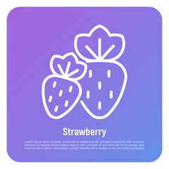 Strawberry thin line icon. Berries. Healthy organic food. Vector illustration.