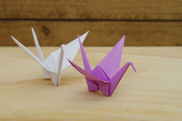 Two origami birds