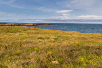 Fototapeta na wymiar View of the Hvammsfjordur coast, western Iceland.