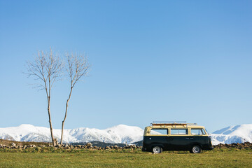 Van on a field