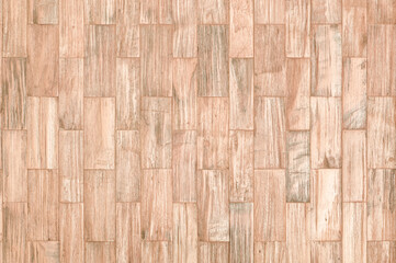 Fototapeta premium background and texture of brown color decorative old wood on surface wall in rectangular shape.
