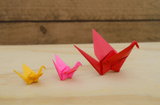 idea of family origami cranes in row