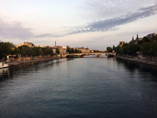 Fototapeta na wymiar A view of the river Seine in Paris in the evening
