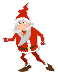 Fototapeta na wymiar Crazy Santa Claus Cartoon Character.