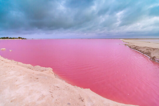 Las Coloradas, Pink Lakes in Rio Lagartos, Mexico.
