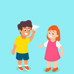 A couple of kids in Children's Day mascot design illustration