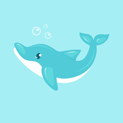 Cute dolphin sea animal mascot design illustration