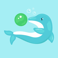 Cute dolphin sea animal mascot design illustration