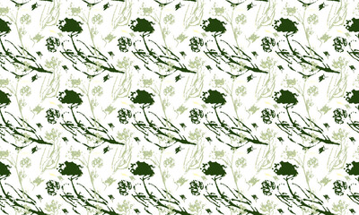 Vector flowers leaf print.  Set with stamp leaves. Hand drawn floral elements for your design