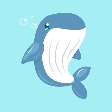 Cute whale in the sea mascot design illustration