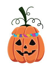 Halloween pumpkin cartoon with candies vector design
