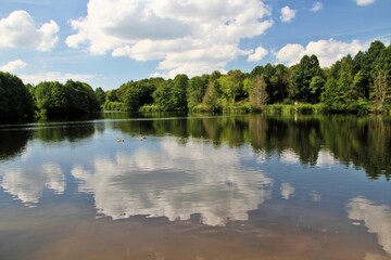 Fototapeta na wymiar A view of Alderford Lake in Shropshire