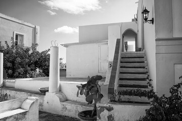 Typical houses of Stromboli, a small island of the Aeolian volcanic archipelago, off the coast of...