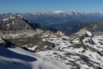 Marvellous views of the majestic mountains among the snow-capped Alps.