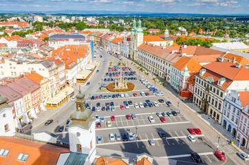 Hradec Kralove, The Czech republic: View on Great Square of Hradec Kralove from White Tower.