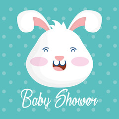 baby shower card with bunny head dotted background