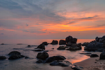 Fototapeta na wymiar beach at sunset landscape