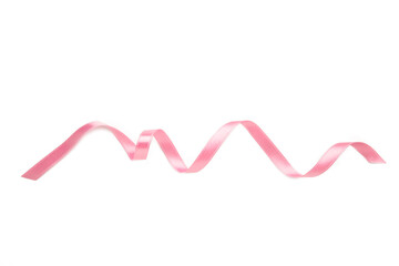 Pink ribbon over white background, design element