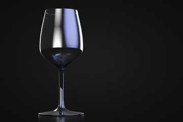 Empty wine glass with highlights on dark background.