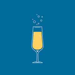 Champagne logo design. Champagne glass logo.