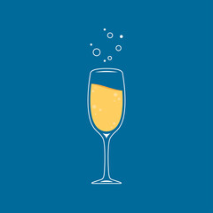 Champagne logo design. Champagne glass logo.