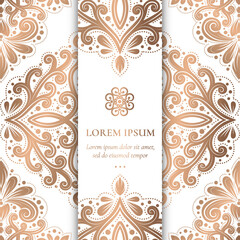 White luxury invitation card design. Vintage ornament template. Can be used for background and wallpaper. Elegant and classic vector elements great for decoration.