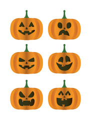 happy halloween card with bundle of six pumpkins