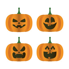 happy halloween card with bundle of four pumpkins