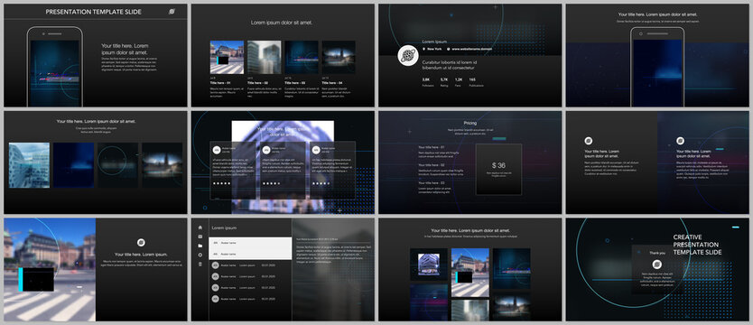 Vector templates for website design, presentations, portfolio. Templates for trendy technology design modern electro music presentation slides, flyer, leaflet, brochure cover, annual report.
