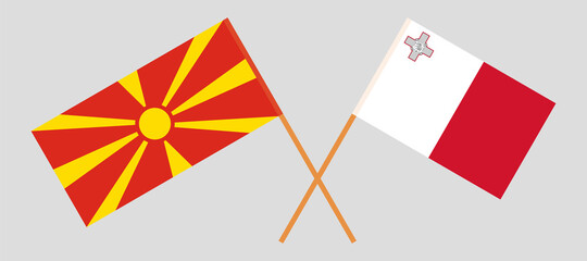 Crossed flags of North Macedonia and Malta