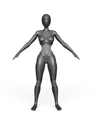 Fototapeta premium gynoid is the super fembot in white background