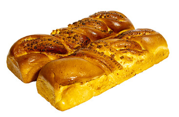 Sweet homemade roll on white background