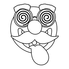 crazy emoji face with mustache and glasses mask fools day line style