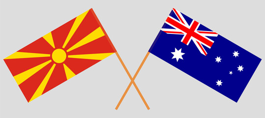 Crossed flags of North Macedonia and Australia