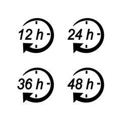 Set icons 12 hours, 24 hours, 36 hours, 48 hours. Vector illustration eps 10