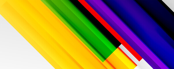 Geometric abstract backgrounds with shadow lines, modern forms, rectangles, squares and fluid gradients. Bright colorful stripes cool backdrops