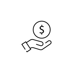 Icon hand holding dollar. Vector illustration eps 10.