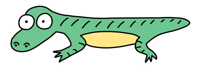 Fototapeta premium Cartoon Character Lizard. Cartoon funny doodle reptile. Hand-drawn vector illustration isolated on a white background.