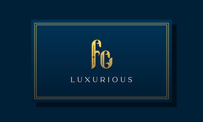 Vintage royal initial letter FC logo. This logo incorporates luxurious typeface in a creative way. It will be suitable for Royalty, Boutique, Hotel, Heraldic, fashion, and Jewelry.