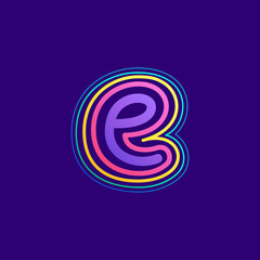 Colorful line E letter logo.