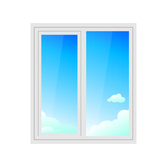 Realistic metal-plastic window in the house. Vector illustration eps 10
