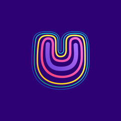 Colorful line U letter logo.