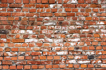 Red brick wall. The back of the old brick